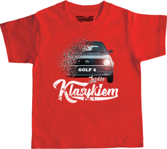 Jeżdżę klasykiem GOLF 2 - koszulka dziecięca czerwona