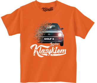 Jeżdżę klasykiem GOLF 2 - koszulka dziecięca pomarańczowa