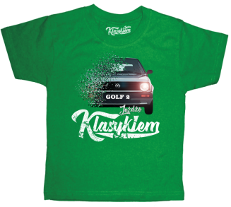 Jeżdżę klasykiem GOLF 2 - koszulka dziecięca zielona