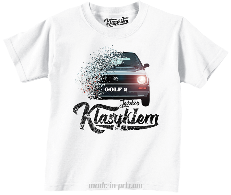 Jeżdżę klasykiem GOLF 2 - koszulka dziecięca biała