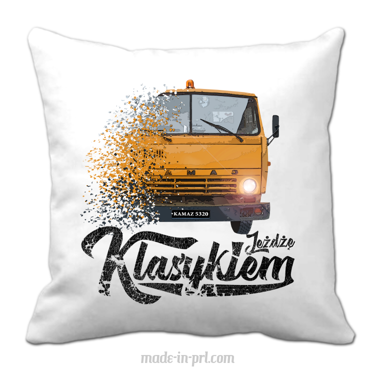 Jeżdżę klasykiem Kamaz 5320 - poduszka biała 40x40cm
