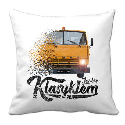 Jeżdżę klasykiem Kamaz 5320 - poduszka biała 40x40cm