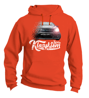 Jeżdżę Klasykiem OPEL Astra GTC - bluza męska z kapturem pomarańczowa