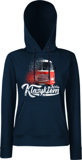Jeżdżę klasykiem Jelcz OGÓREK - bluza damska z kapturem granatowa