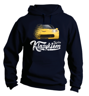 Jeżdżę klasykiem Corvette Żółty Sport - bluza męska z kapturem granatowa