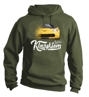 Jeżdżę klasykiem Corvette Żółty Sport - bluza męska z kapturem khaki