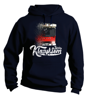 Jeżdżę klasykiem Jelcz Berliet PR110 - bluza męska z kapturem granatowa