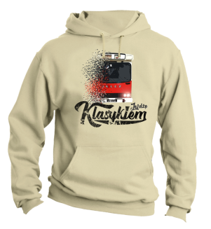 Jeżdżę klasykiem Jelcz Berliet PR110 - bluza męska z kapturem beżowa