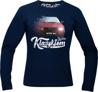 Jeżdzę klasykiem Audi 80 - longsleeve męski granatowy