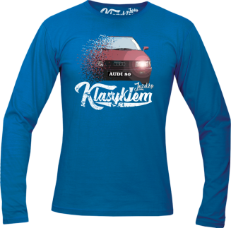 Jeżdzę klasykiem Audi 80 - longsleeve męski niebieski