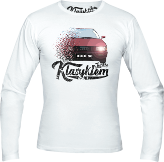 Jeżdzę klasykiem Audi 80 - longsleeve męski biały