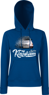Jeżdżę klasykiem CINQUECENTO - bluza damska z kapturem niebieska