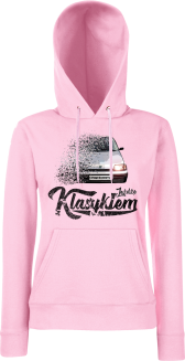 Jeżdżę klasykiem CINQUECENTO - bluza damska z kapturem różowa