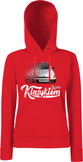 Jeżdżę klasykiem CINQUECENTO - bluza damska z kapturem czerwona