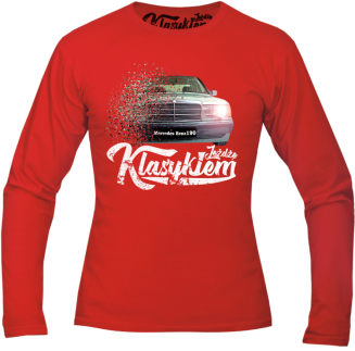 Jeżdżę klasykiem Mercedes Benz 190 - longsleeve męski czerwony