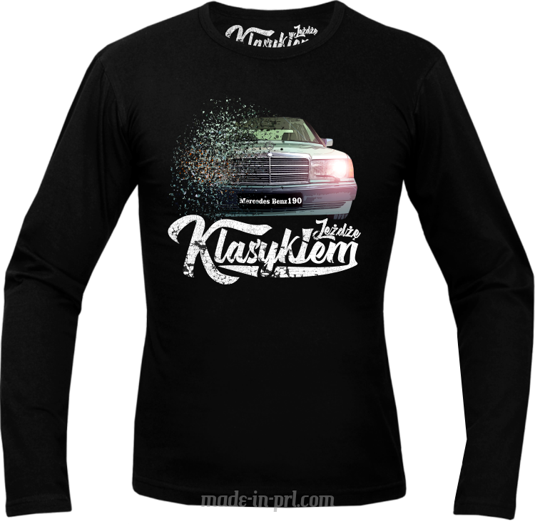 Jeżdżę klasykiem Mercedes Benz 190 - longsleeve męski czarny