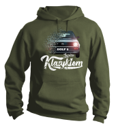 Jeżdżę klasykiem GOLF 2 - bluza z kapturem khaki