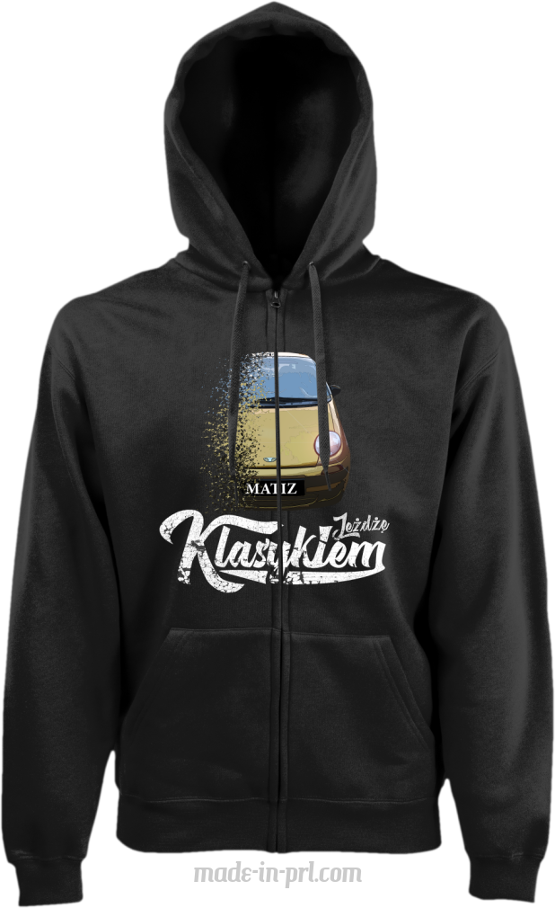 Jeżdżę klasykiem MATIZ - bluza męska kaptur na zamek czarna