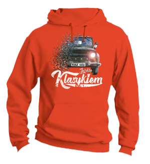 Jeżdżę klasykiem UAZ 469 - bluza męska z kapturem pomarańczowa