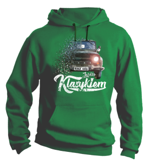 Jeżdżę klasykiem UAZ 469 - bluza męska z kapturem zielona
