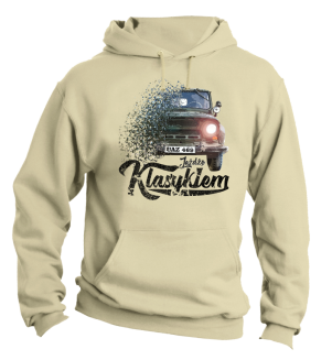 Jeżdżę klasykiem UAZ 469 - bluza męska z kapturem beżowa