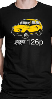 fiat 126p czarny tshirt z nadrukiem