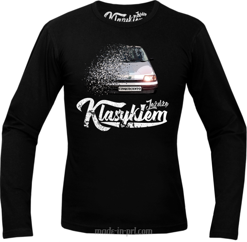 Jeżdżę klasykiem CINQUECENTO - longsleeve męski czarny