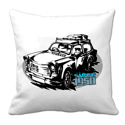 Trabant since 1958 Wakacje - poduszka biała 40x40cm