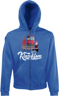 Jeżdżę klasykiem Mini Morris - bluza męska kaptur na zamek niebieska