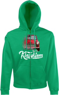 Jeżdżę klasykiem Mini Morris - bluza męska kaptur na zamek zielona