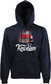 Jeżdżę klasykiem Mini Morris - bluza męska kaptur na zamek granatowa