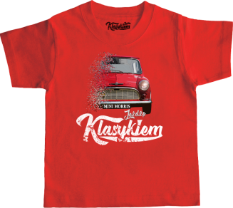 Jeżdżę klasykiem Mini Morris - koszulka dziecięca czerwona