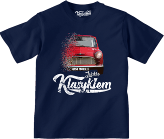 Jeżdżę klasykiem Mini Morris - koszulka dziecięca granatowa