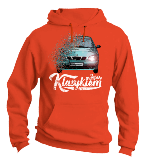 Jeżdżę Klasykiem DAEWOO LANOS - bluza męska z kapturem pomarańczowa