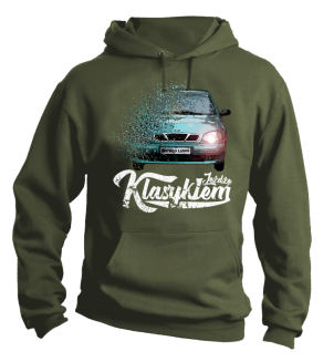 Jeżdżę Klasykiem DAEWOO LANOS - bluza męska z kapturem khaki