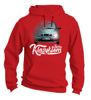 Jeżdżę Klasykiem DAEWOO LANOS - bluza męska z kapturem czerwona
