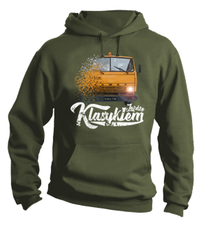 Jeżdżę klasykiem Kamaz 5320 - bluza męska z kapturem khaki