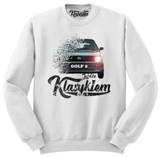 Jeżdżę klasykiem GOLF 2 - bluza męska standard biała