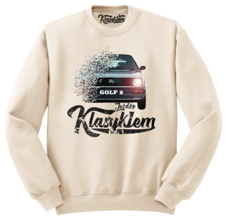 Jeżdżę klasykiem GOLF 2 - bluza męska standard beżowa