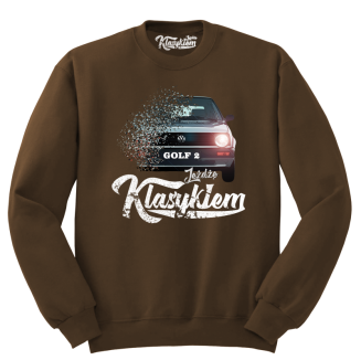Jeżdżę klasykiem GOLF 2 - bluza męska standard brązowa