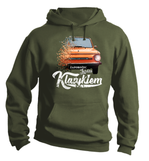 Jeżdżę klasykiem Zaporożec - bluza męska z kapturem khaki