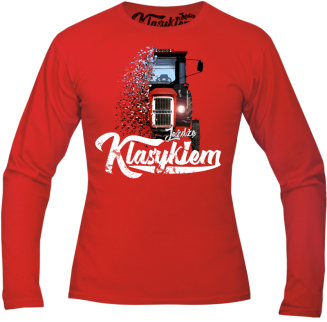 Jeżdżę klasykiem Traktor c330 - longsleeve męski czerwony