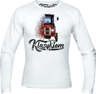 Jeżdżę klasykiem Traktor c330 - longsleeve męski biały