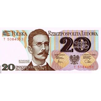 KUBEK Z BANKNOTEM 20 ZŁ PRL BANKNOTY ROMUALD TRAUGUTT 1982 - 2