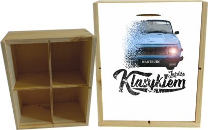 Jeżdżę klasykiem Wartburg - skrzynka drewniana 4 przegródki