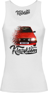 Jeżdżę klasykiem Ford Escort Stary - top damski biały