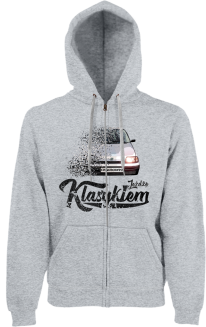 Jeżdżę klasykiem CINQUECENTO - bluza męska kaptur na zamek melanż