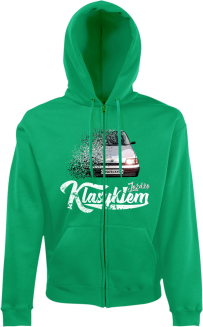 Jeżdżę klasykiem CINQUECENTO - bluza męska kaptur na zamek zielony