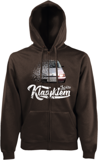 Jeżdżę klasykiem CINQUECENTO - bluza męska kaptur na zamek brązowy