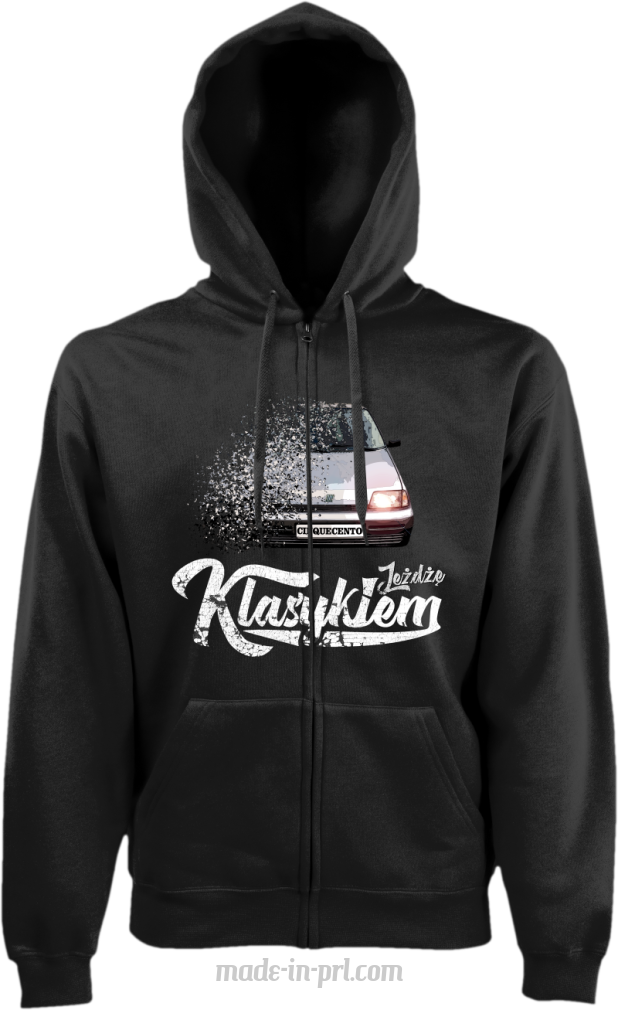 Jeżdżę klasykiem CINQUECENTO - bluza męska kaptur na zamek czarny